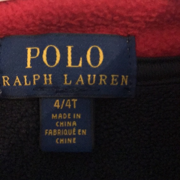 Polo Boys 4 T washed once fleece half zip up. 🇺🇸 navy with grey, red & white. - Picture 10 of 10